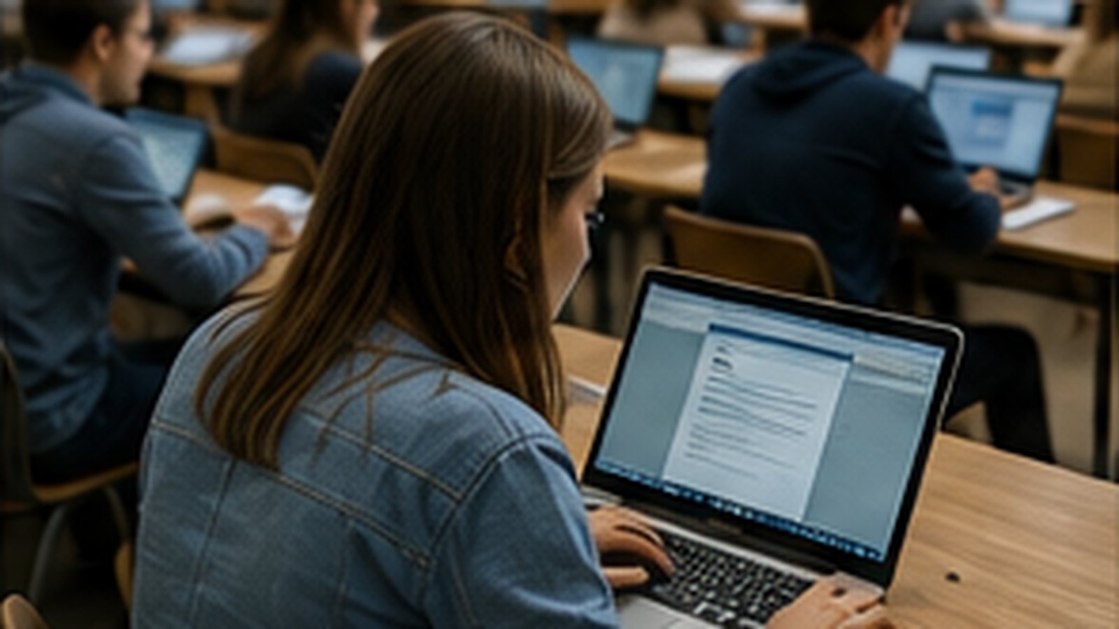 Aula universitaria durante una prova scritta