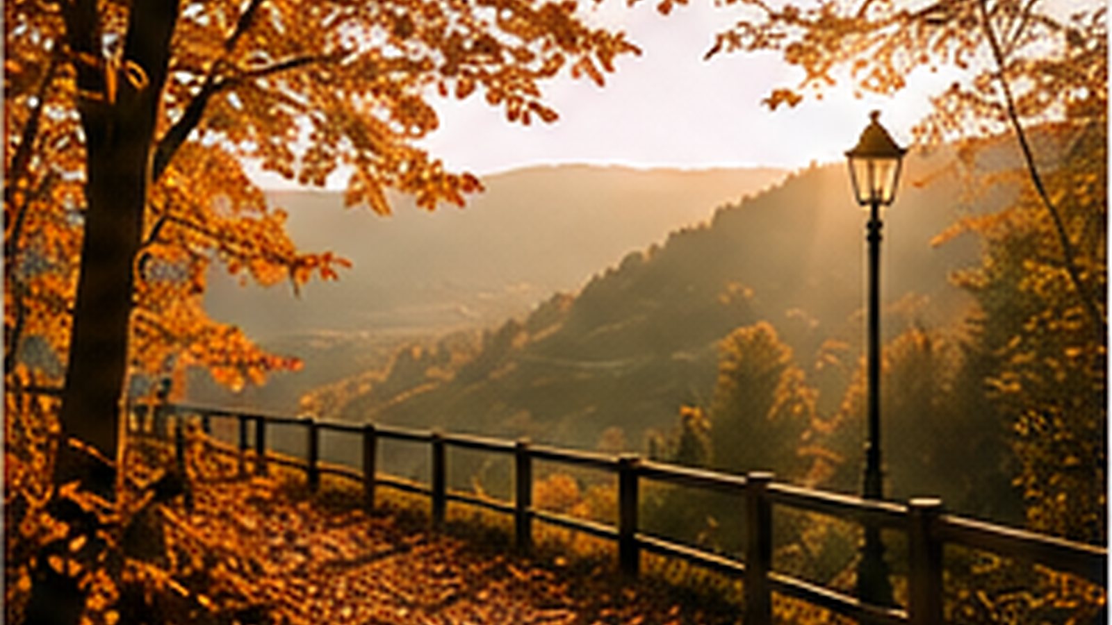 Immagine illustrativa di un parco in autunno al tramonto
