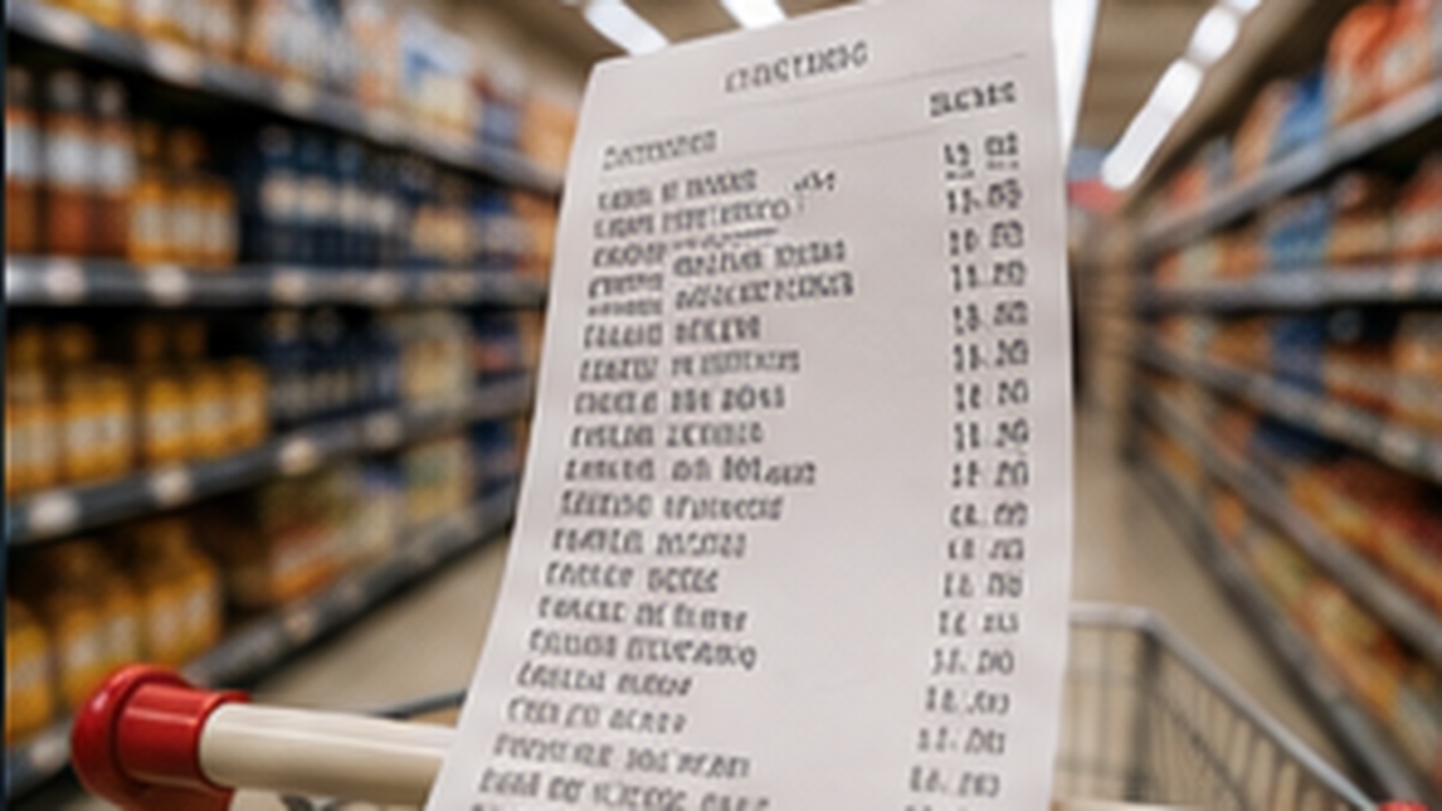 Cliente che consulta lo smartphone durante la spesa in un supermercato