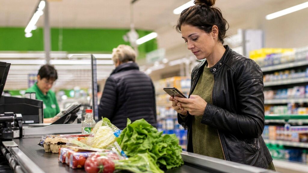 Persona durante la spesa in un supermercato
