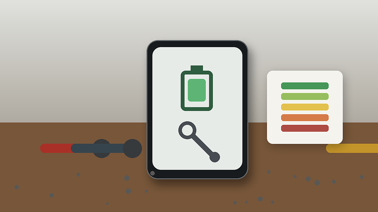 Illustrazione sintetica di uno smartphone con etichetta europea di riparabilità ed energia