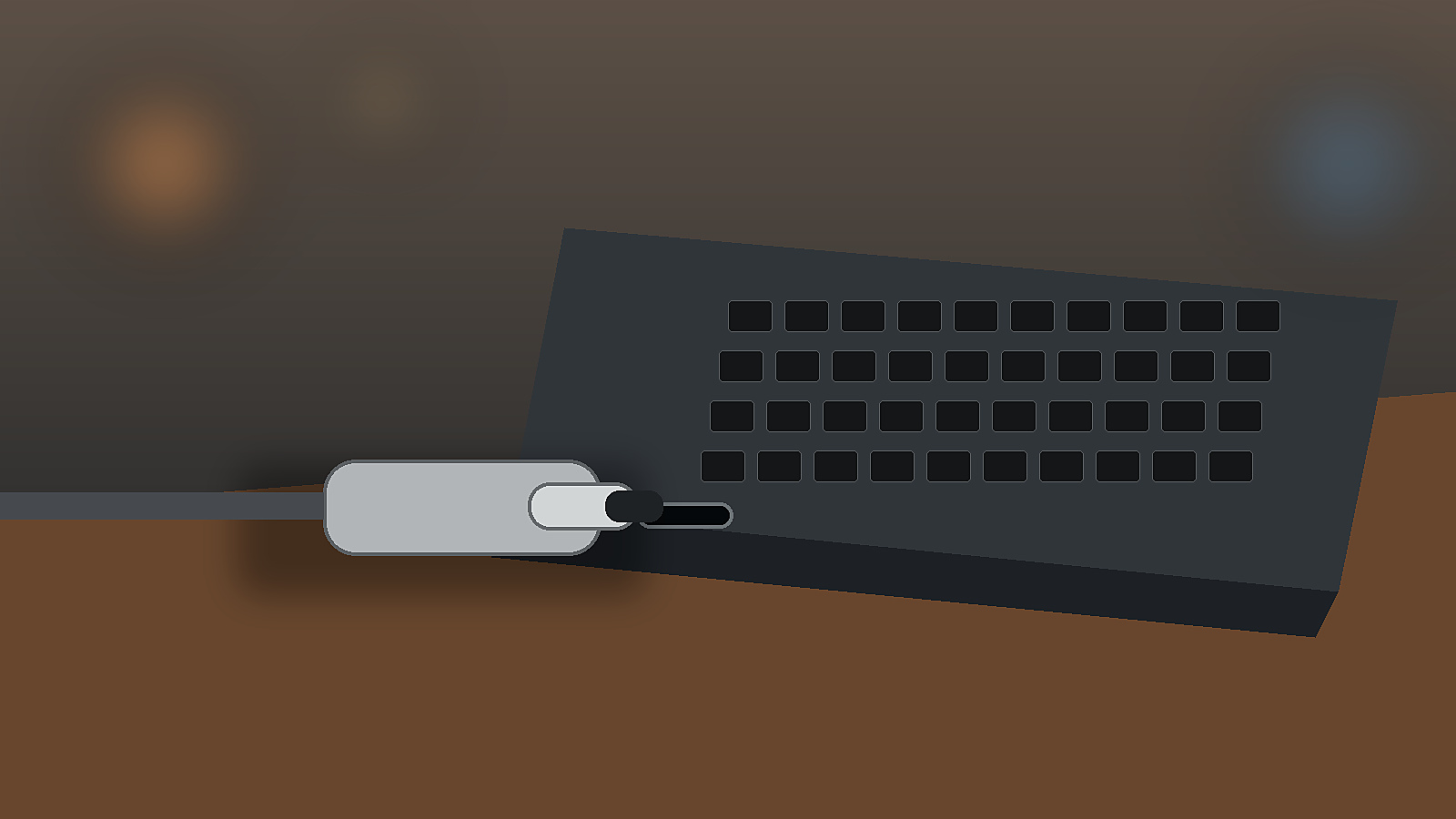 Illustrazione sintetica di una porta e di un connettore USB-C per laptop